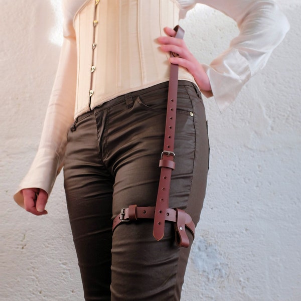 Versatile Rustic Brown Leg Harness - Perfect for Cosplay, Pirates, Burning Man & More