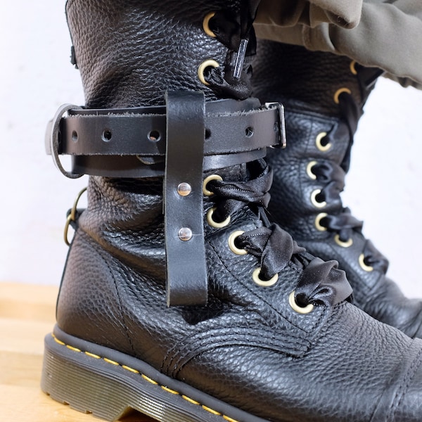 Sale! Leather Boot Strap Garter in Black - Steampunk, Pirate, Burning-Man, Cyberpunk - Versatile Wasteland Accessory