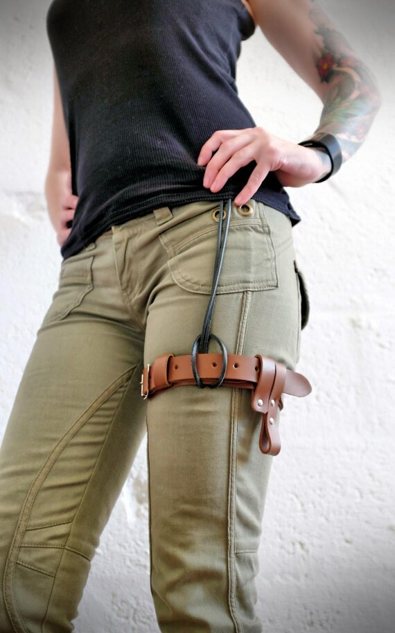 Leather Thigh Belt for Men and Women Brown steampunk Etsy