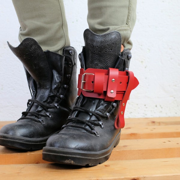Pirate Leather Boot Garter:  Red -Festival Essential for Burning Man & LARP Adventures