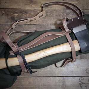 Echte lederen swag vervoerder/yoga mat drager - mokka bruin - bushcraft - yoga - deken opslag - mad max