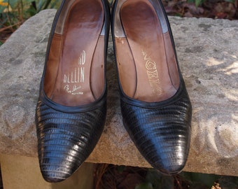 Shoes Black Reptile and Leather Packard-Rellin Mad Men Early 60's Pumps Marilyn Monroe