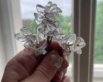 Czech Crystal Bouquet Beads 1/2 inch Leaves and Flowers Vintage New Unused Wedding Bridal Bouquet