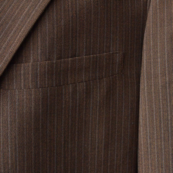 Men's Jacket 60's/70's  Brown Pinstripe 2 Buttons… - image 3