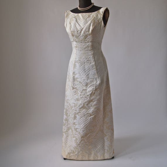 60's Wedding Gown Brocade Dress Mardi Gras Candle… - image 7