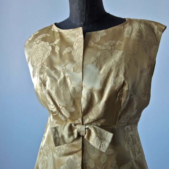 50's Dress Set Gold Brocade Wiggle Satin Brocade … - image 8