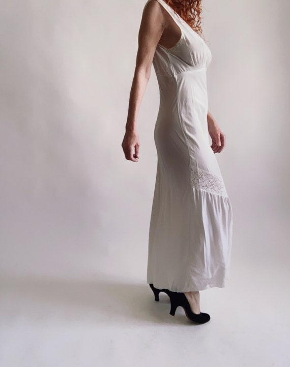 Vintage 30's/40's Nightgown Long White Lace Bias … - image 2