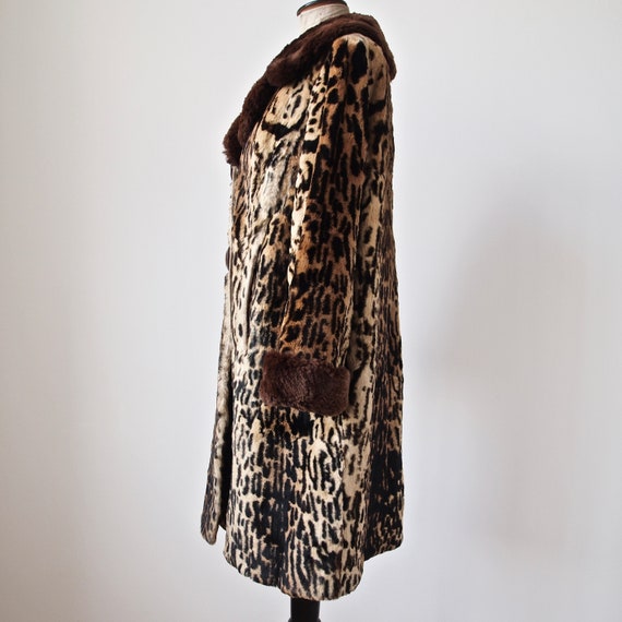 1940's/50's German Coat Leopard Print Sheared Fur… - image 3