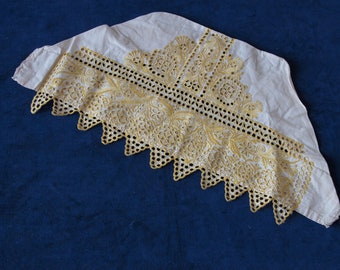 Czechoslovakian 1930's Folk Costume Hand Embroidered Yellow White Woman's Bonnet