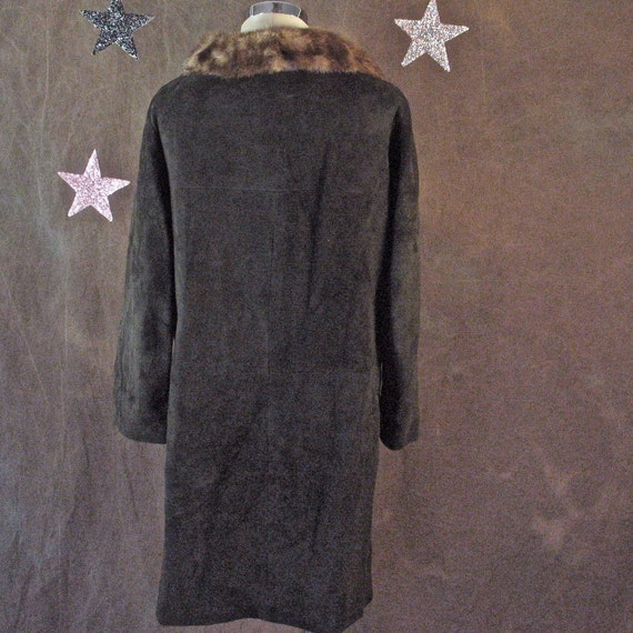 1960's Coat Brown Suede Chocolate Suede and Mink … - image 4