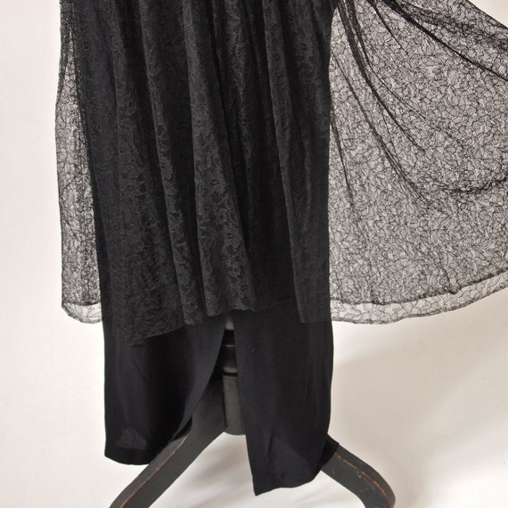 30's Long Dress Black Lace and Rayon Crepe Drop P… - image 4