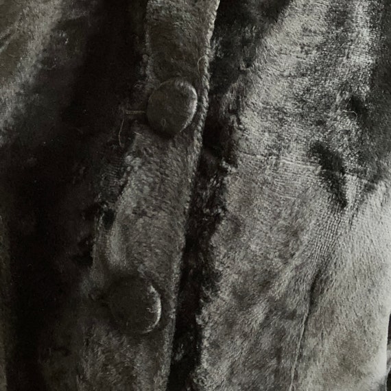 1950’s Black Cropped Bolero Jacket Faux Fur Shear… - image 5