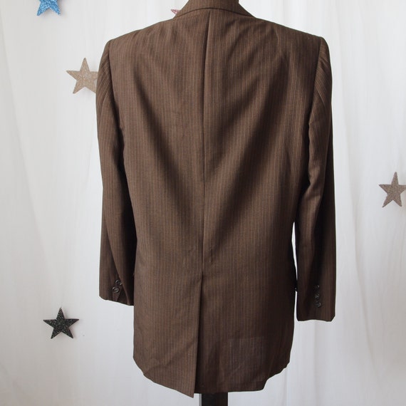 Men's Jacket 60's/70's  Brown Pinstripe 2 Buttons… - image 5