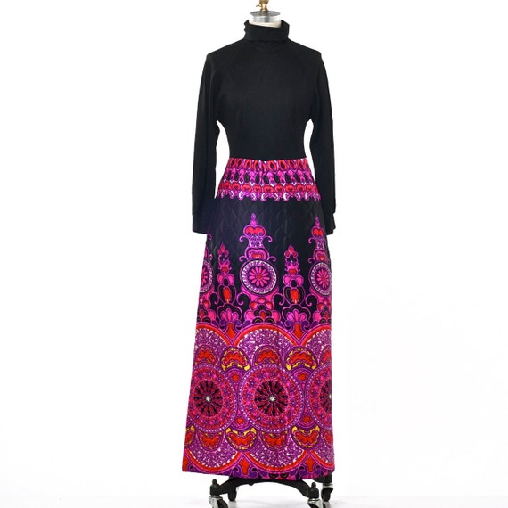 1960's/70's  Psychedelic Neon Maxi Dress Loungewe… - image 2