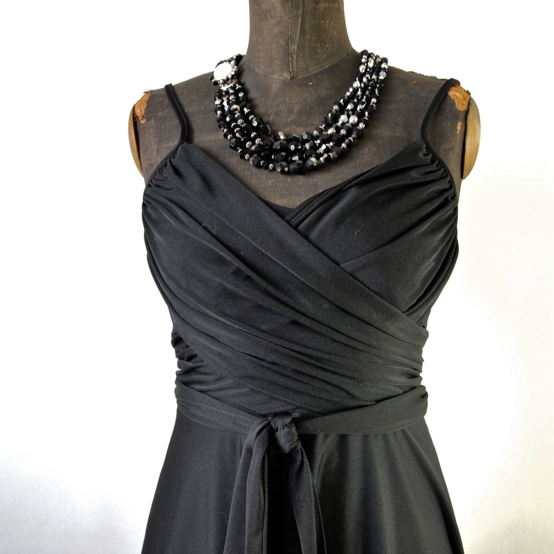 Dress Sexy Disco 70's Black Quiana Fabric Wrap Tie Ursula - Etsy