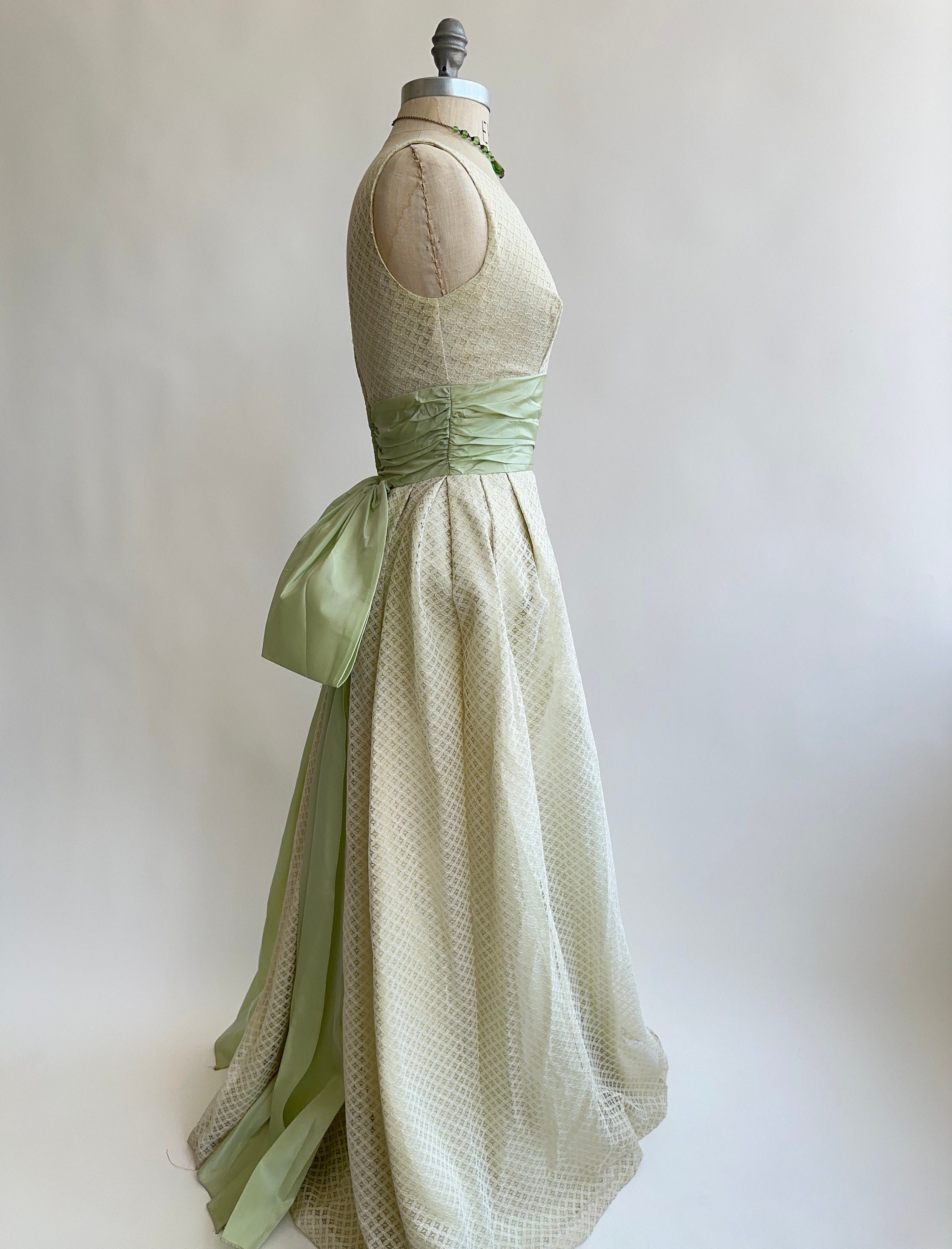 green emerald velvet dress Celery Green V-Neck Dress With Silver Beaded Appliqué And Side Slit |