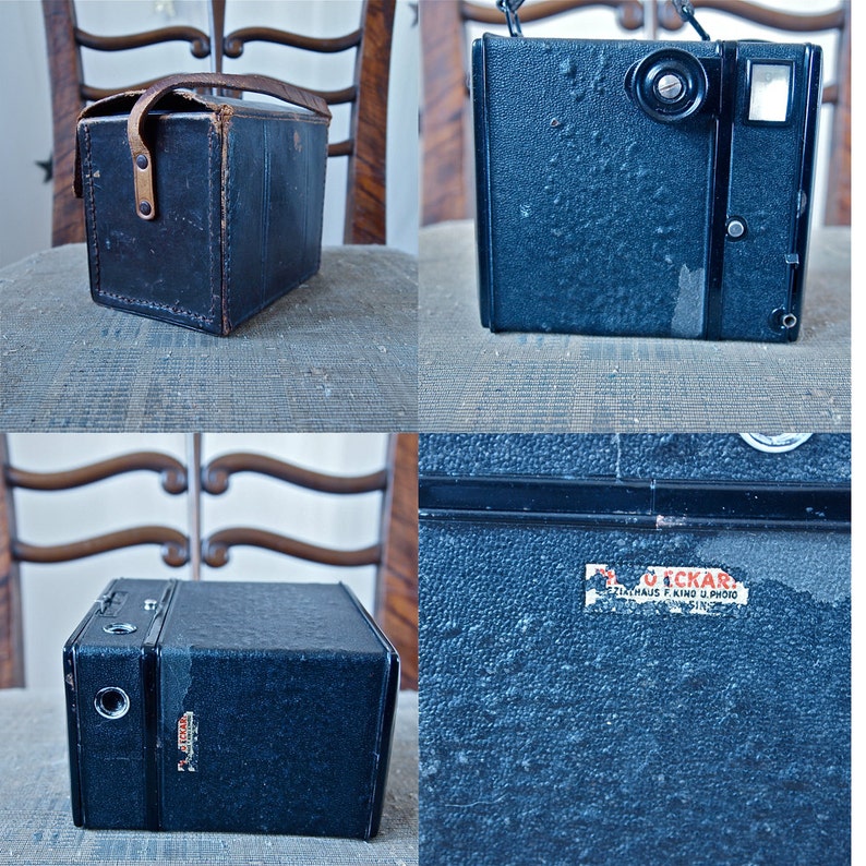 Czech Camera Rare Bilora Box Medium Format 6 x 9 1930's Art Deco Collectible Antique with Leather Case image 4