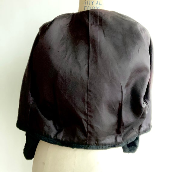 1950’s Black Cropped Bolero Jacket Faux Fur Shear… - image 6