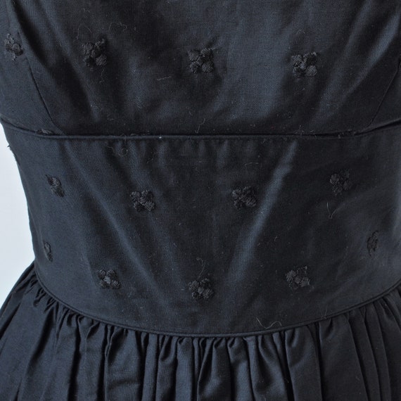 50's Rockabilly Dress Black Sateen Cotton Full Sk… - image 7