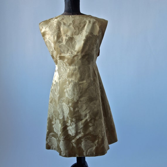 50's Dress Set Gold Brocade Wiggle Satin Brocade … - image 10