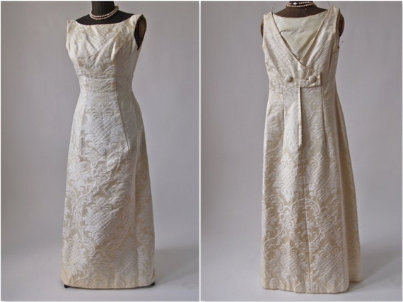 60's Wedding Gown Brocade Dress Mardi Gras Candle… - image 6