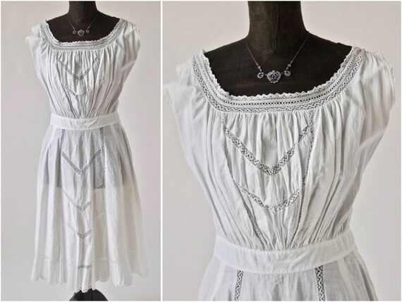 Edwardian Dress White Cotton Art Nouveau Wedding Eyelet Lace Etsy