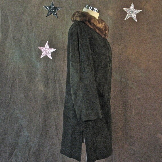 1960's Coat Brown Suede Chocolate Suede and Mink … - image 5