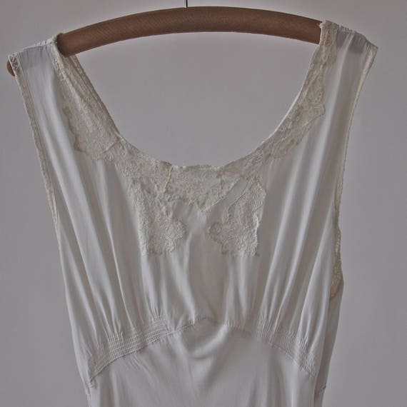Vintage 30's/40's Nightgown Long White Lace Bias … - image 8