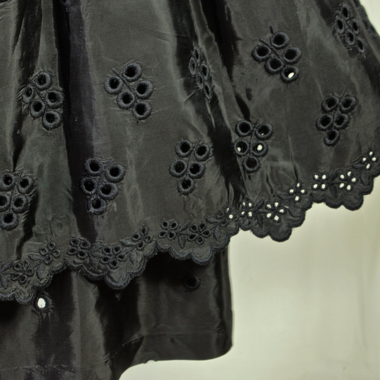 80's Cocktail Dress Black Eyelet Taffeta 50's Style - Etsy