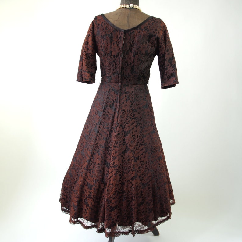 Vintage Brown Lace Dress 50's Cocktail Mad Men Cocoa With - Etsy