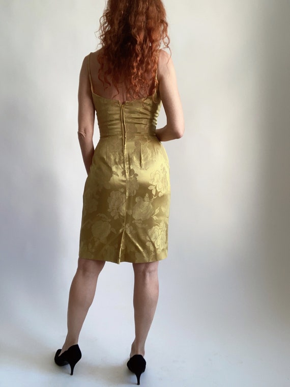 50's Dress Set Gold Brocade Wiggle Satin Brocade … - image 5