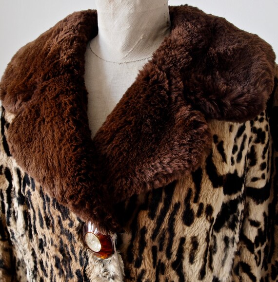 1940's/50's German Coat Leopard Print Sheared Fur… - image 7