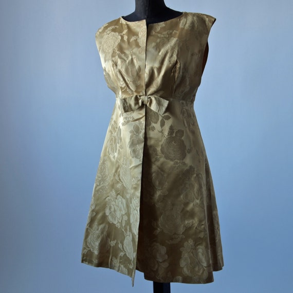 50's Dress Set Gold Brocade Wiggle Satin Brocade … - image 9