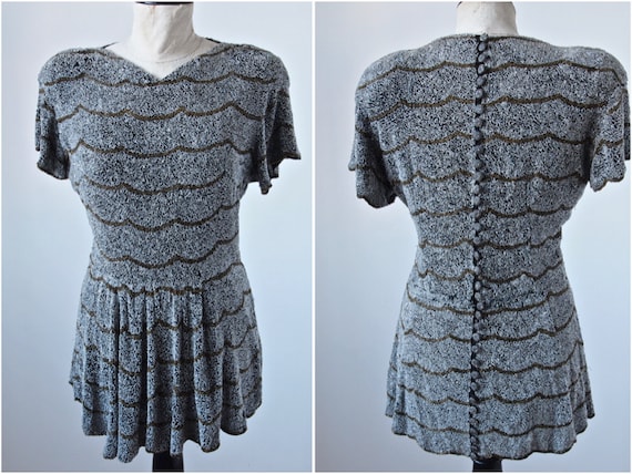 Vintage 30's/40's Top/Tunic/Dress Beaded Scalloped