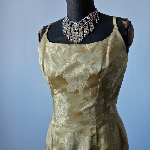 50's Dress Set Gold Brocade Wiggle Satin Brocade … - image 7
