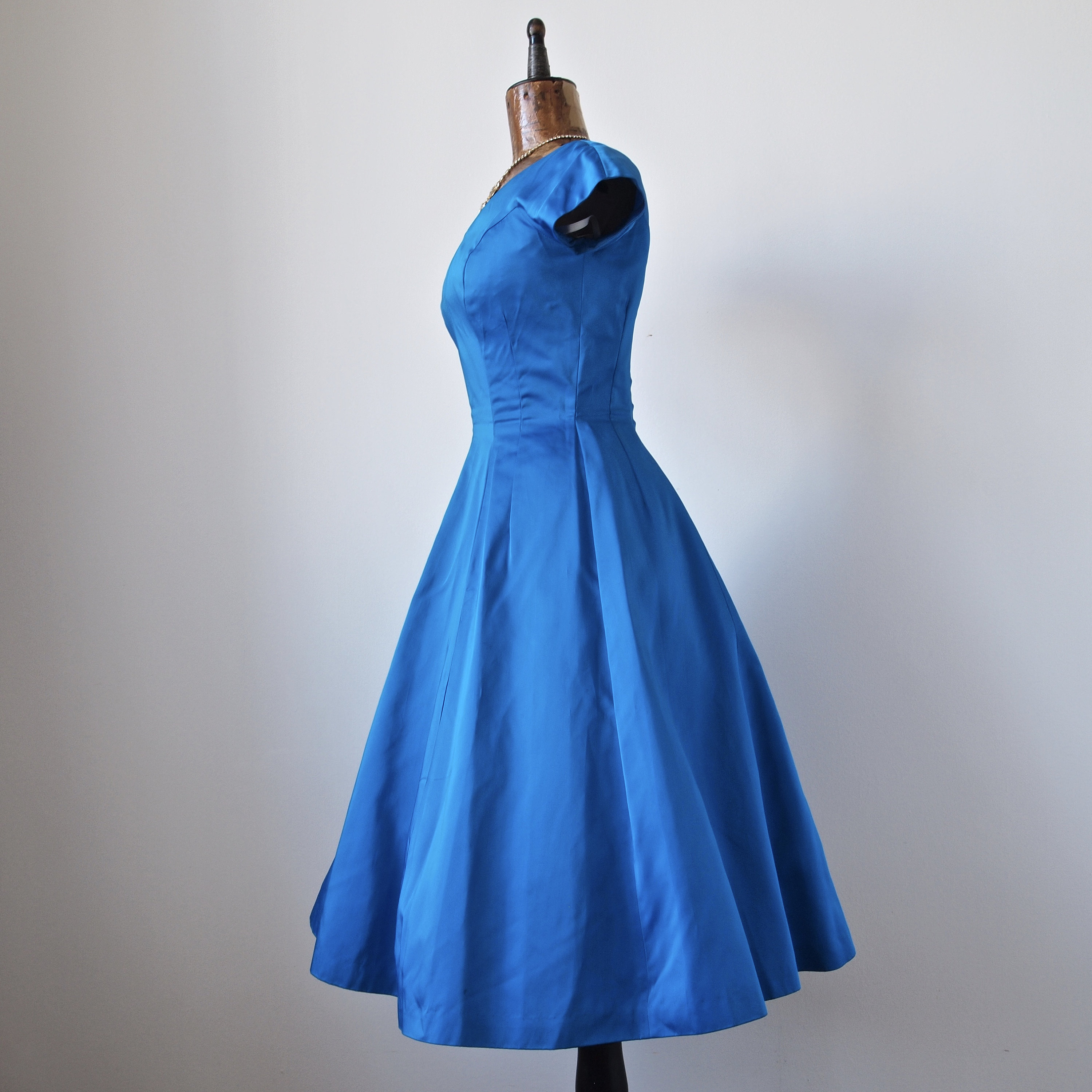 Vintage Electric Blue Satin Dress and Bolero Parklane Debs - Etsy