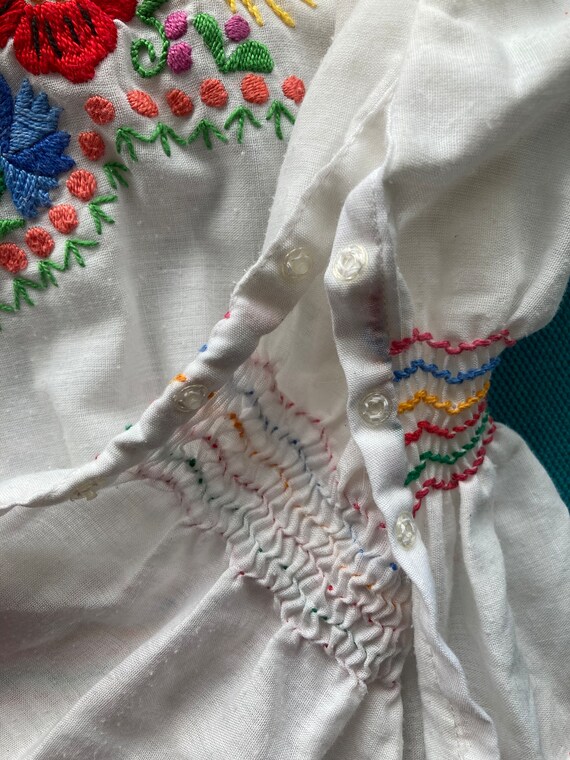 Vintage 70's Top Czech Folk White Peasant Blouse … - image 10