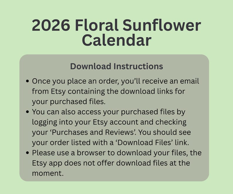 2026 Floral Sunflower Printable Calendar, Floral Wall Calendar, Monthly ...
