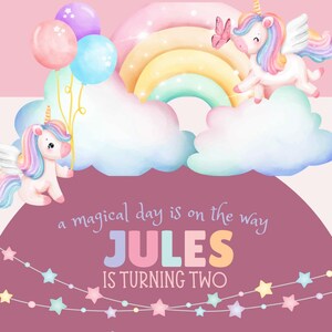 Whimsical Unicorn Birthday Invitation for Girls | Magical 2nd Birthday Party | Editable Rainbow Invite | Pastel Unicorn Theme