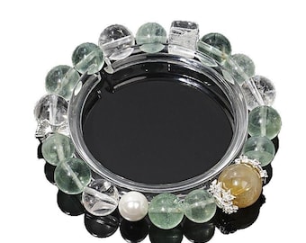 Green and white  nature crystal beaded bracelet