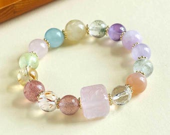 Multicolor  nature crystal beaded bracelet