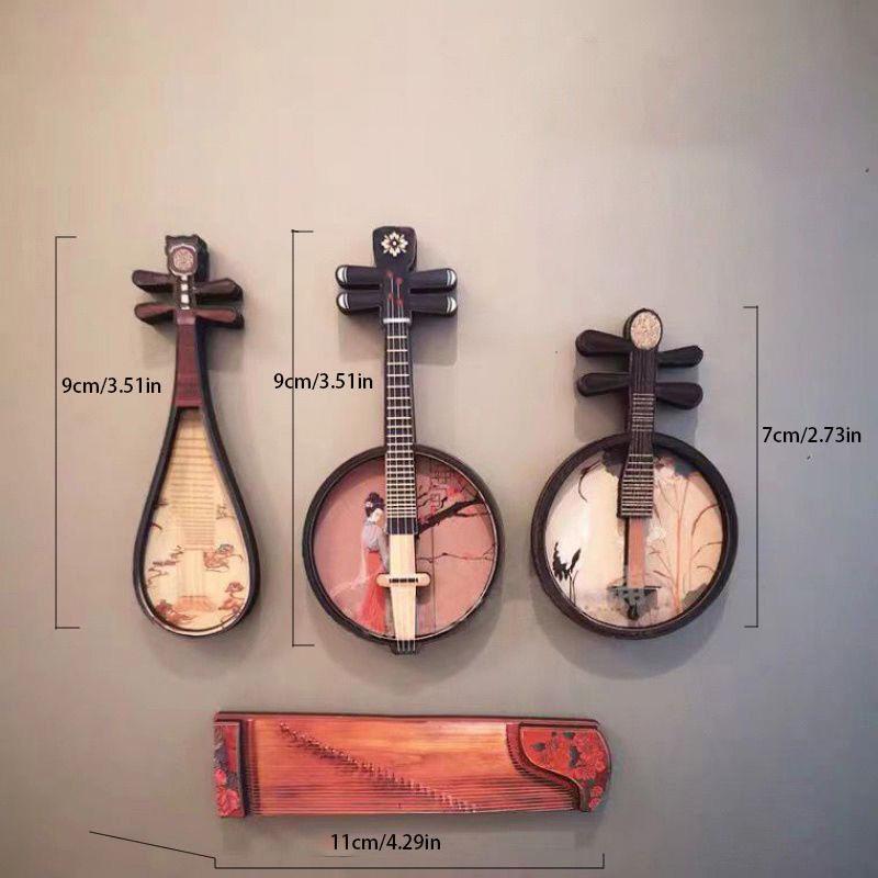 Suzhou Chinese-Style Wooden Fridge Magnet – Cultural and Creative Souvenir Featuring Traditional Instruments: Guqin, Pipa, Yueqin