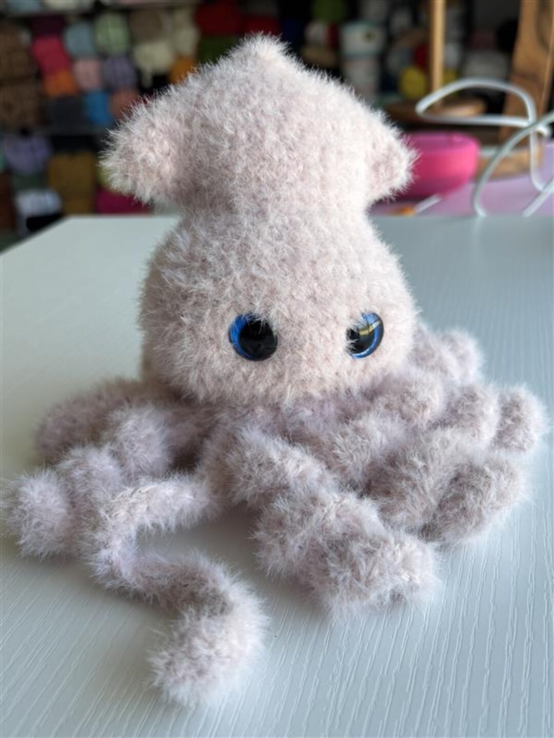 Crochet Fuzzy Squid Plush - Etsy
