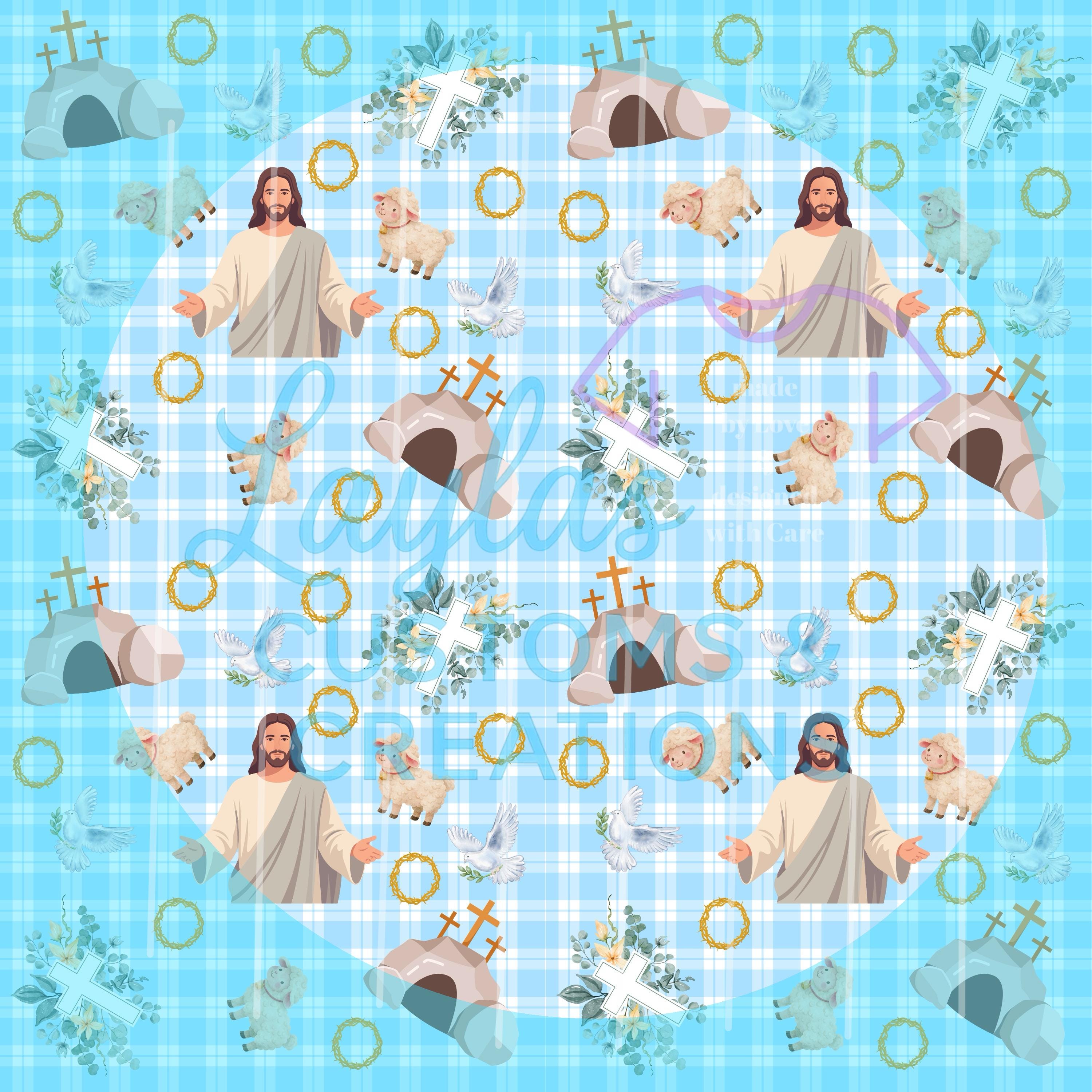 Jesus Christ Seamless Pattern | Crown of Thorns, Tomb, Doves, Cross ...