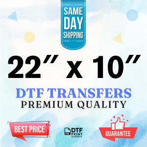 Custom DTF Transfer, Ready to Press, DTF printing, Tshirt heat transfer, Bulk DTF sheet, Full color, Custom apparel, Gang Sheet - 22x10 inch