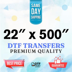 Custom DTF Transfer, Ready to Press, DTF printing, Heat transfer, Bulk DTF sheet, Full color, Custom apparel, Gang Sheet - 22x500 inch