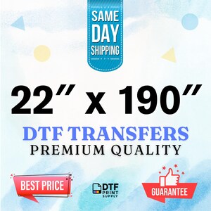 Custom DTF Transfer, Ready to Press, DTF printing, Heat transfer, Bulk DTF sheet, Full color, Custom apparel, Gang Sheet - 22x190 inch