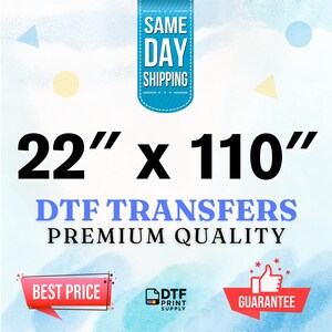 Custom DTF Transfer, Ready to Press, DTF printing, Heat transfer, Bulk DTF sheet, Full color, Custom apparel, Gang Sheet - 22x110 inch