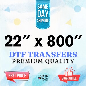 Custom DTF Transfer, Ready to Press, DTF printing, Heat transfer, Bulk DTF sheet, Full color, Custom apparel, Gang Sheet - 22x800 inch