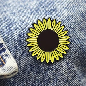 Épingle en émail tournesol - Jolie broche fleur jaune pour vestes, sacs et cadeaux, accessoire floral